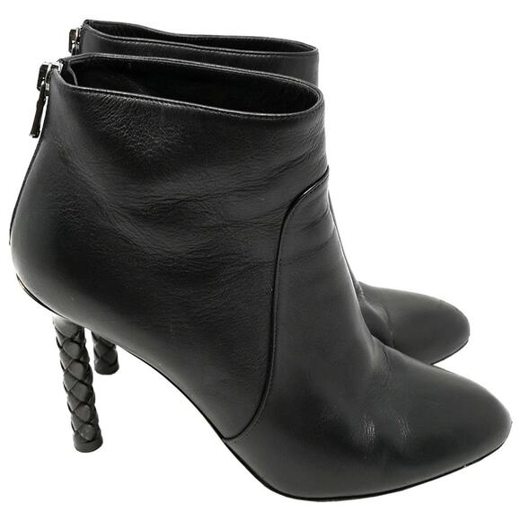 Bottega Veneta Black Leather Braided Heel Ankle Boots 37.5 - Picture 4 of 6